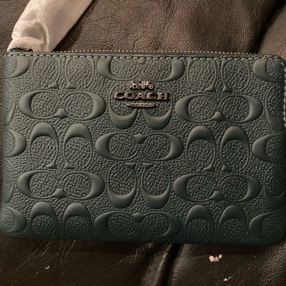 Coach Dark Green Wristlet - Picture 1 of 6